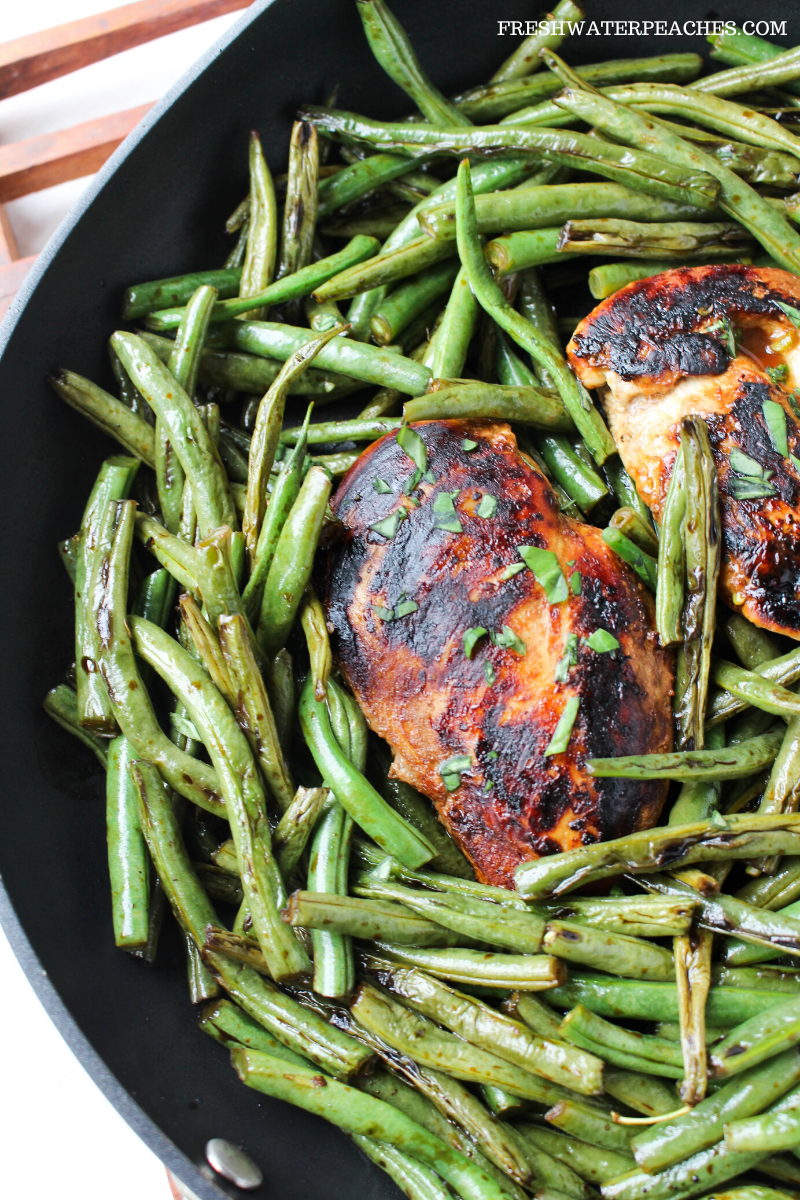 Balsamic Chicken + Green Beans Fresh Water Peaches